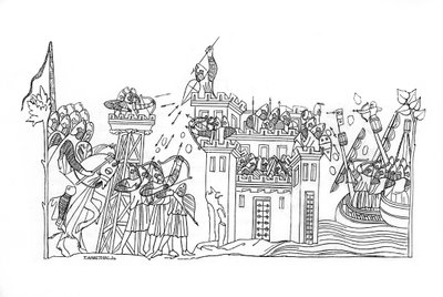 Escena de asedio, c1260, 1843 de Henry Shaw
