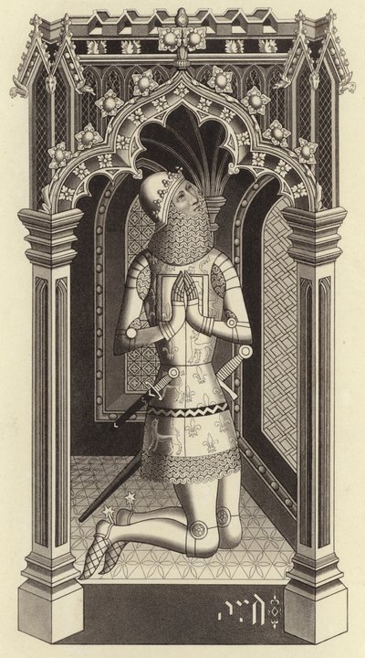 El Príncipe Negro, alrededor de 1355, de la Capilla de San Esteban, Westminster de Henry Shaw
