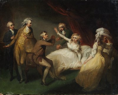 Camilla recuperándose de su desmayo, ilustración de una escena de 