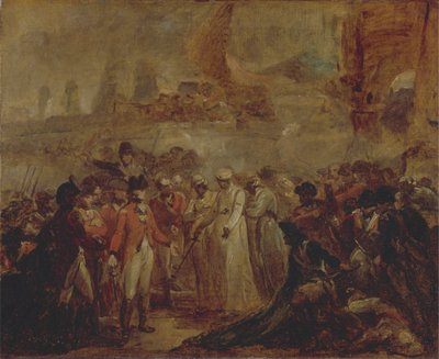 La rendición de los dos hijos de Tipu Sahib, sultán de Mysore, a Sir David Baird de Henry Singleton