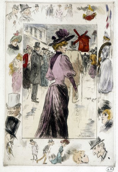 Mujer frente al Moulin Rouge de Henry Somm