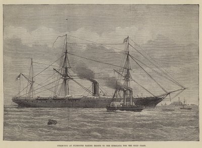 Remolcador de vapor en Plymouth llevando tropas al Himalaya para la Costa de Oro de Henry Spernon Tozer