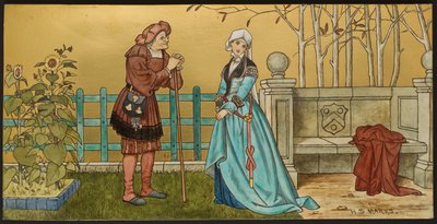 El Pantalón, placa que representa una ilustración de Las Siete Edades de Shakespeare, Minton ware, Staffordshire, 1874 de Henry Stacey after Marks