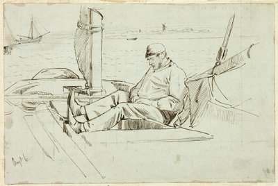 Hombre sentado en un velero de Henry Stacy Marks