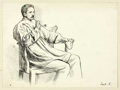 Hombre sentado fumando pipa de Henry Stacy Marks