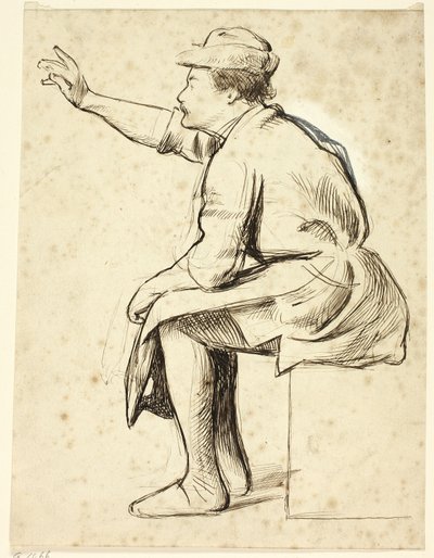 Hombre sentado con el brazo levantado de Henry Stacy Marks