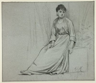 Mujer sentada mirando a la derecha de Henry Stacy Marks