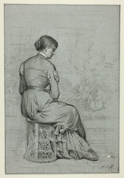 Mujer sentada en un taburete de Henry Stacy Marks