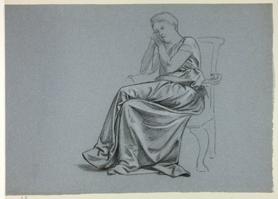 Mujer con bata suelta en una silla de Henry Stacy Marks