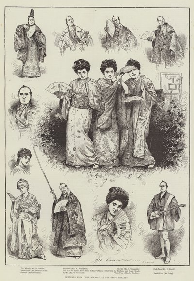 Bocetos de "El Mikado" en el Teatro Savoy de Henry Stephen (b.1861 fl.1880 1925) Ludlow