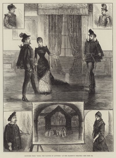 Bocetos de Moro, el Pintor de Amberes, en el Teatro de Su Majestad de Henry Stephen Ludlow