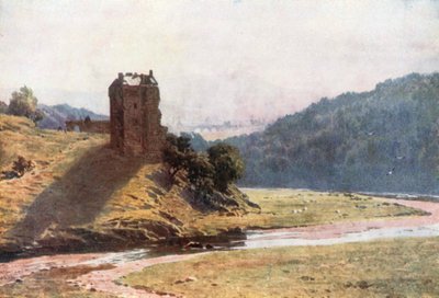 Castillo de Neidpah, Peeblesshire (litografía en color) de Henry Sutton Palmer