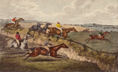 A Steeple-Chase (litografia en color) de Henry Thomas (after) Alken