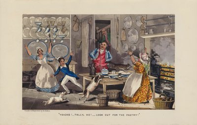 Caos en la cocina (grabado en color) de Henry Thomas (after) Alken