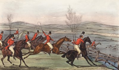 "¡Ahora por el honor de Shropshire!" El Día de Shavington; Una prueba de jaurías rivales, y en consecuencia de jinetes rivales (litografía) de Henry Thomas (after) Alken