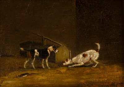 Two Terriers Ratting, c.1805-51 (aceite en panel) de Henry Thomas (follower of) Alken