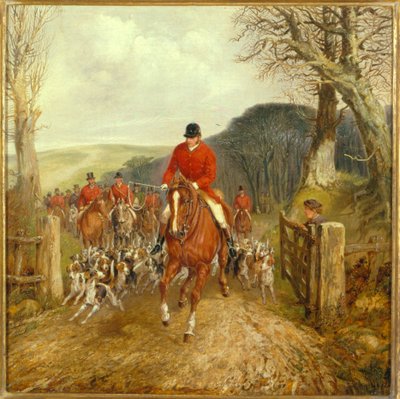 Una cacería pasando por una puerta de Henry Thomas Alken