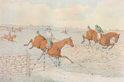 Una carrera de obstáculos: Un golpe a un recinto de piedra. 5 a 4 en blanco, 1827 de Henry Thomas Alken
