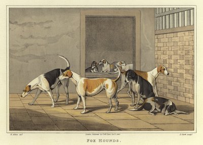 Perros de caza (cromolitografía) de Henry Thomas Alken