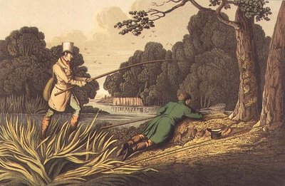 Pesca de lucios, grabado por I. Clark, publicado por Thomas McLean de Henry Thomas Alken