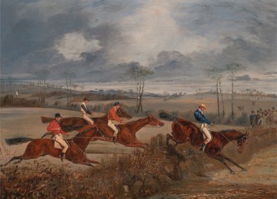 Escenas de una carrera de obstáculos: Saltando una cerca, ca. 1845 de Henry Thomas Alken