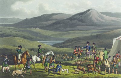 Reunión deportiva en las Tierras Altas, grabado por I. Clark, publicado por Thomas McLean, 1820 de Henry Thomas Alken