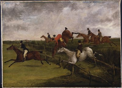 El gran steeplechase de Leicestershire, 12 de marzo de 1829: Síntomas de angustia de Henry Thomas Alken