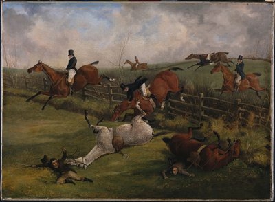 La gran carrera de obstáculos de Leicestershire, 12 de marzo de 1829: Una escena rica y tal como ningún otro país puede exhibir de Henry Thomas Alken