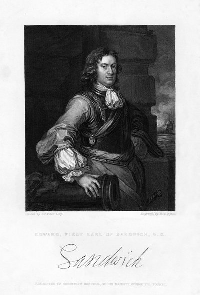 Edward Montagu, primer conde de Sandwich, oficial naval inglés, siglo XIX de Henry Thomas Ryall