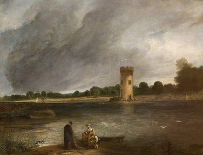 Lago y torre de Tabley, la residencia de Sir John Leicester, Bt de Henry Thomson