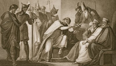 Eduardo II renunciando a su corona, grabado por Schiavonelli, ilustración de 