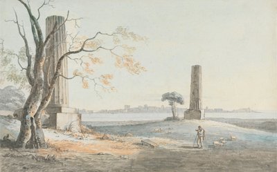 Restos del templo de Jove Olímpico con vista de Ortigia, Siracusa de Henry Tresham