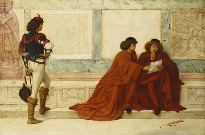 Despacho de Trebisonda; "Ha llegado una noticia que cambia sus semblantes" - Shakespeare, c.1873 de Henry Wallis