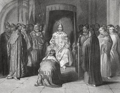 El rey Ricardo II nombrando caballeros a los reyes de Connaught, Ulster, Thomond y Leinster en 1394, 