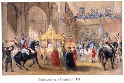 La Reina Victoria en Temple Bar, Londres, 1837 de Henry Warren