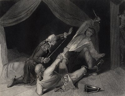 La captura de Lord Edward Fitzgerald por alta traición, grabado por J. Rogers de Henry Warren