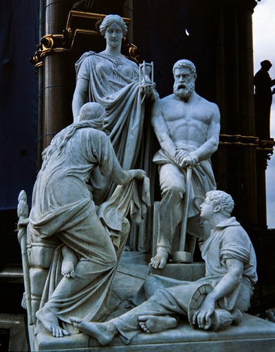 Grupo escultórico de Manufacturas del Memorial de Albert, completado en 1876 de Henry Weekes