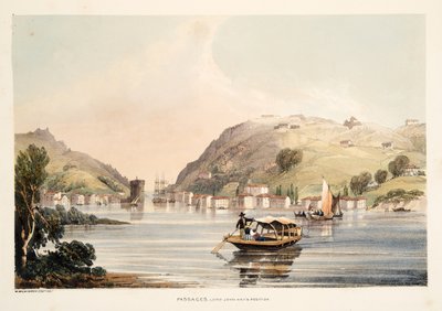 Posición de Lord John Hay, en Pasajes, de Bocetos de paisajes en las provincias vascas de España, con una selección de música nacional, pub. 1838 de Henry Wilkinson