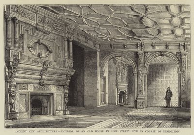 Arquitectura de la ciudad antigua, interior de una casa antigua en Lime Street ahora en proceso de demolición de Henry William Brewer