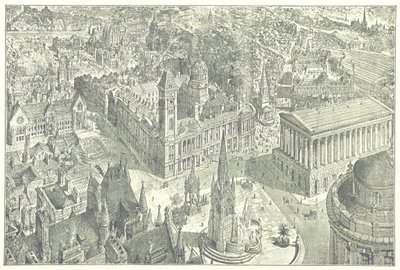 Vista aérea de Birmingham en 1886. de Henry William Brewer