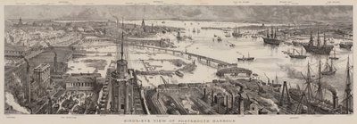 Vista aérea del puerto de Portsmouth de Henry William Brewer