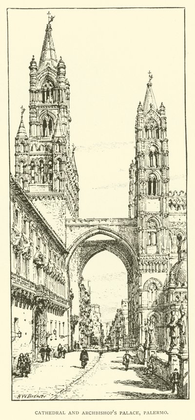 Catedral y Palacio del Arzobispo, Palermo de Henry William Brewer