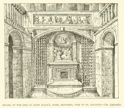 Capilla del Pesebre, Santa María la Mayor, Roma, restaurada, época de San Ignacio (grabado) de Henry William Brewer