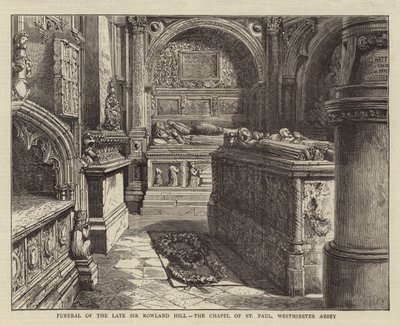 Funeral del difunto Sir Rowland Hill, la Capilla de San Pablo, Abadía de Westminster de Henry William Brewer