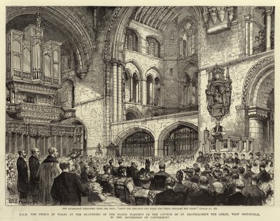S.A.R. el Príncipe de Gales en la reapertura del Transepto Norte de la Iglesia de San Bartolomé el Grande, West Smithfield, por el Arzobispo de Canterbury de Henry William Brewer