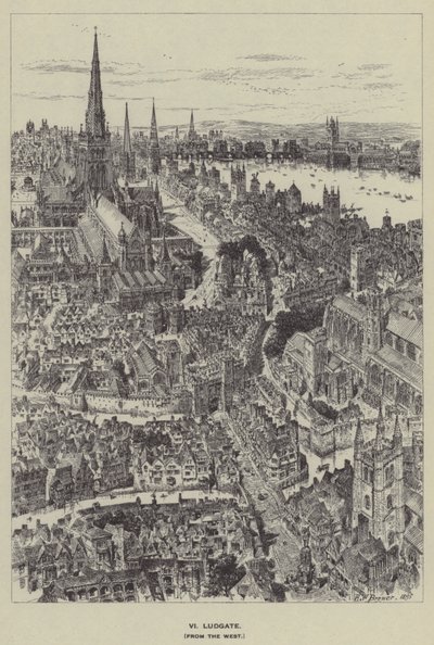 Ludgate, desde el oeste de Henry William Brewer