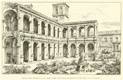 Palacio y Basílica de San Marcos, Roma, la Residencia Papal en la época de San Ignacio (grabado) de Henry William Brewer