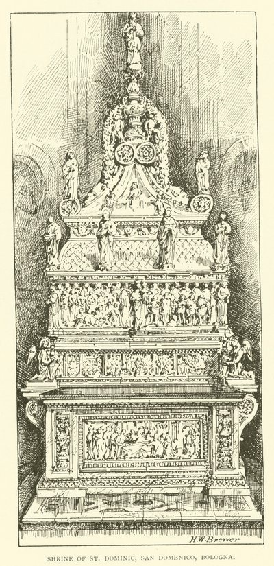 Santuario de San Domingo, San Domenico, Bolonia (grabado) de Henry William Brewer