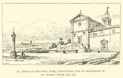 San Pietro in Montorio, Roma, sitio tradicional del martirio de San Pedro (grabado) de Henry William Brewer