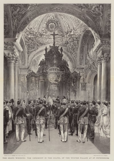 La boda del Zar, la ceremonia en la Capilla del Palacio de Invierno en San Petersburgo de Henry William Brewer